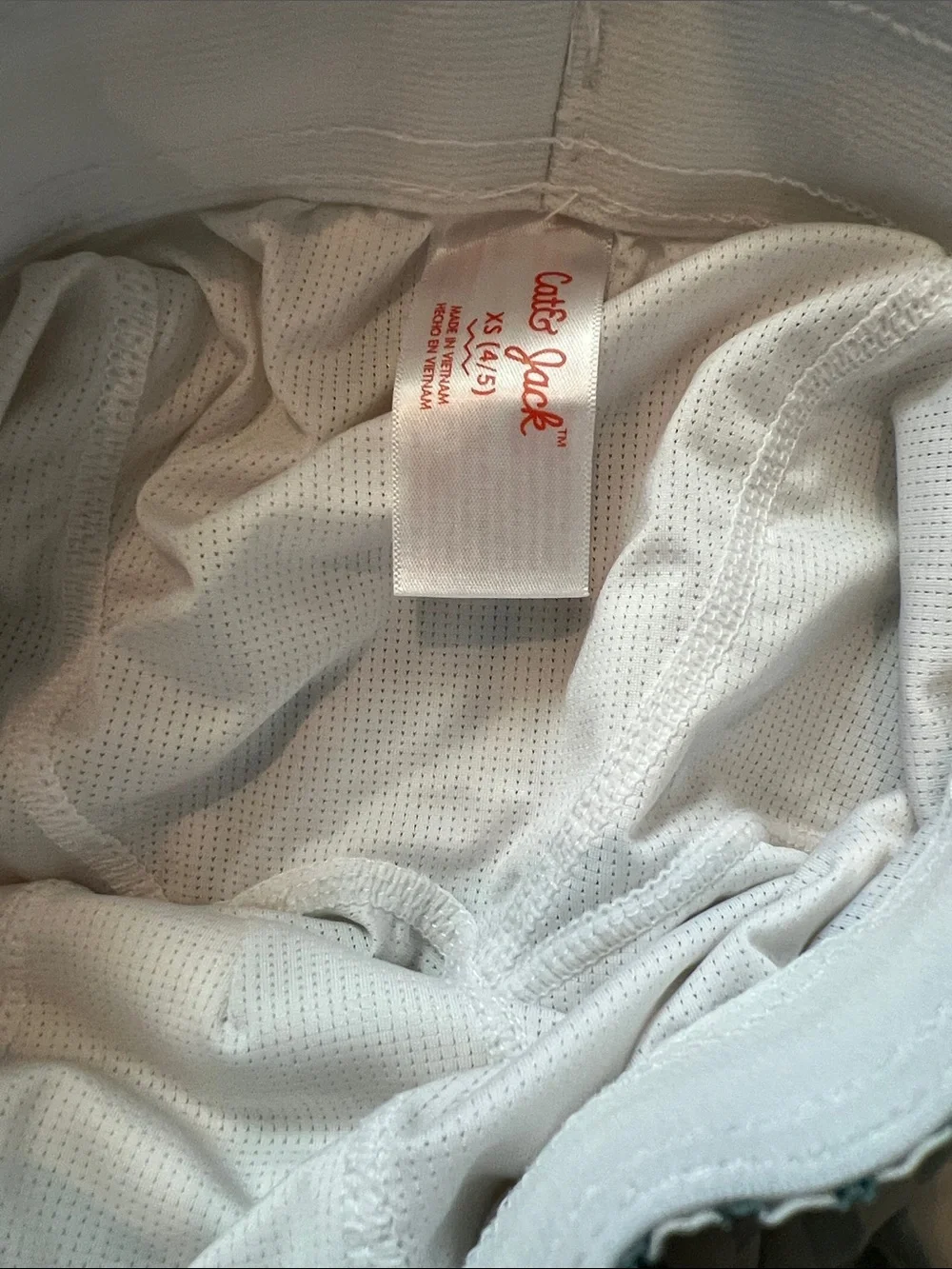 Cat & Jack Boys White and Light Blue Striped Swim Trunks